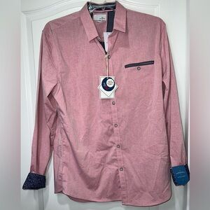 M Craft + Flow NWT Men’s Long Sleeve Button Up Western Shirt  Light Red Size XL